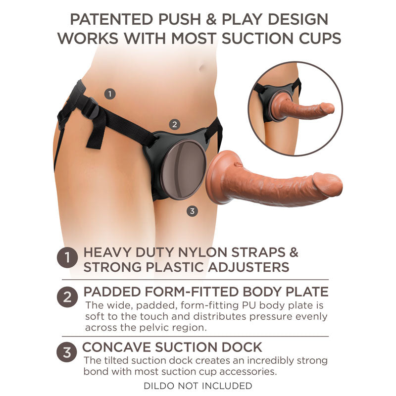 King Cock Elite Comfy Body Dock Strap On Harness Black Adjustable Strap On Harness (No Probe Included)