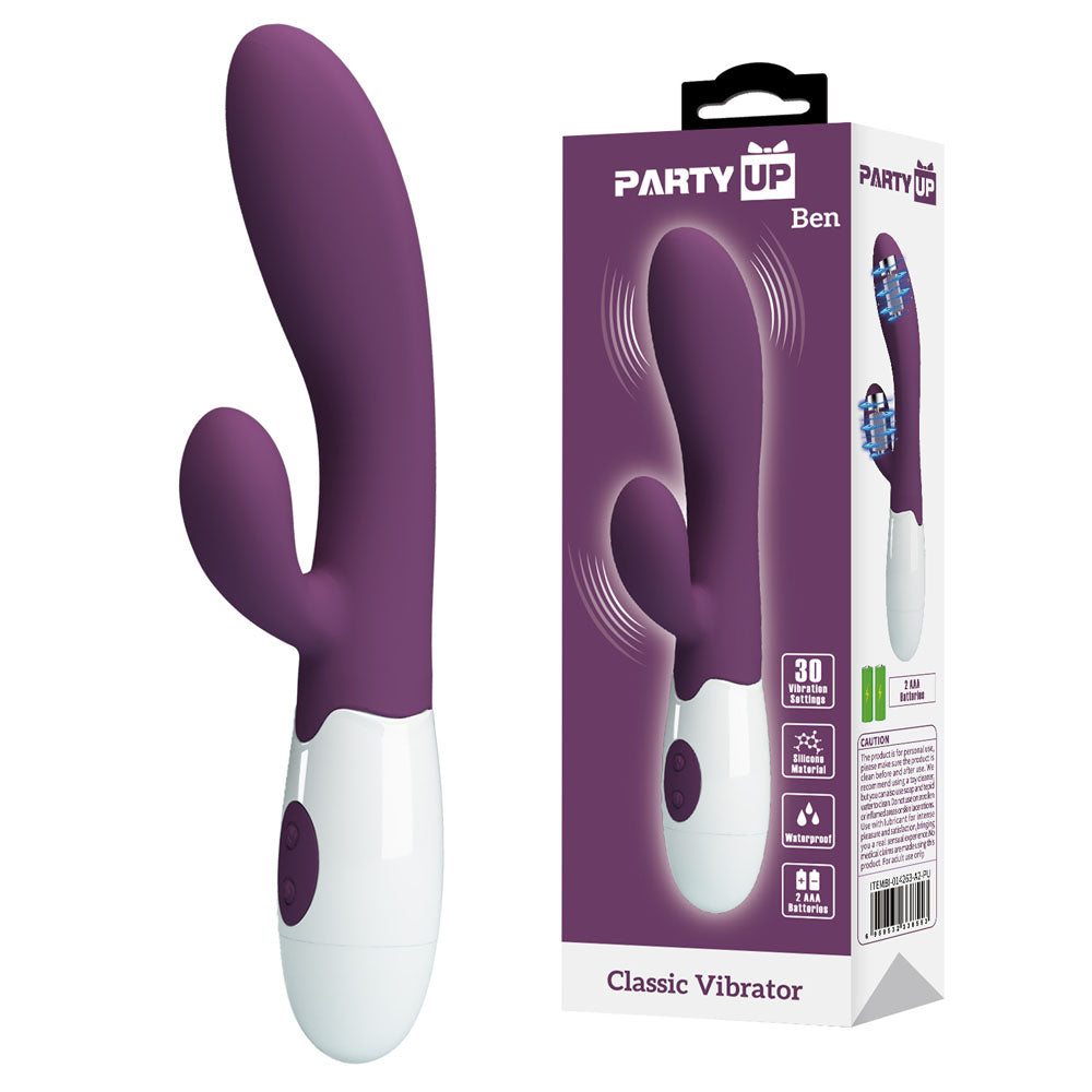 Party Up Ben Classic Vibe Purple Purple 20 Cm Rabbit Vibrator