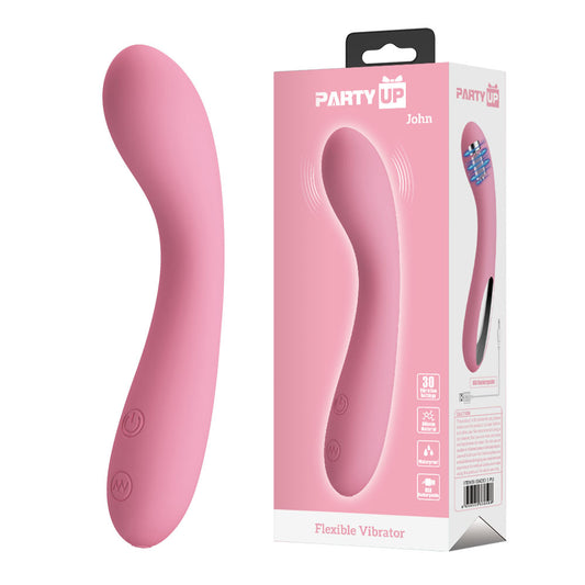 Party Up John Flexible Vibe Pink Pink 16 Cm Usb Rechargeable Vibrator