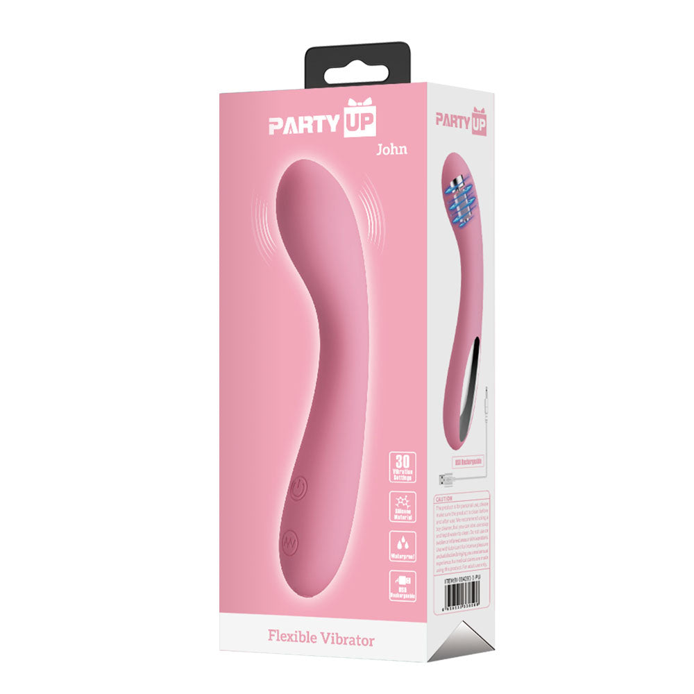 Party Up John Flexible Vibe Pink Pink 16 Cm Usb Rechargeable Vibrator