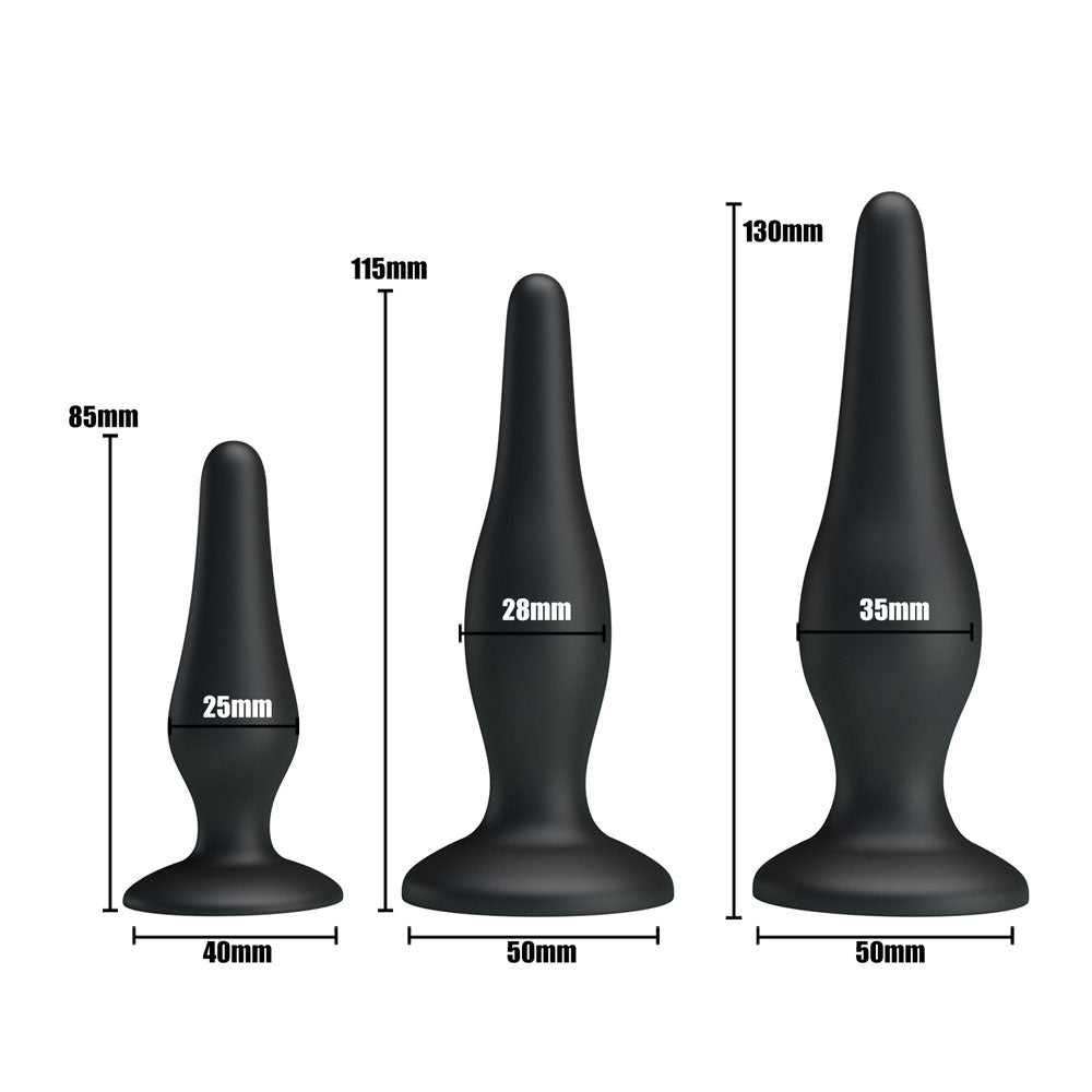 Party Up Jerry Butt Plug Set Black Butt Plugs Set Of 3 Sizes