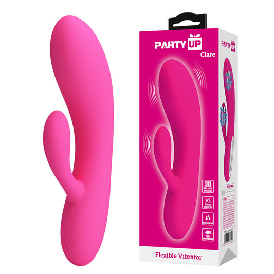 Party Up Clare Flexible Vibe Pink Pink 16.9 Cm Usb Rechargeable Rabbit Vibrator