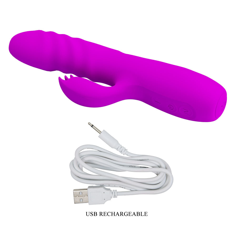 Party Up Bob Thrusting Vibe Purple Purple 25 Cm Usb Rechargeable Thrusting Rabbit Vibrator