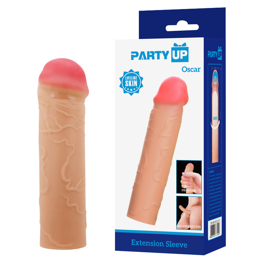 Party Up Oscar 1 Inch Extender Sleeve Flesh 1 Inch Penis Extender Sleeve