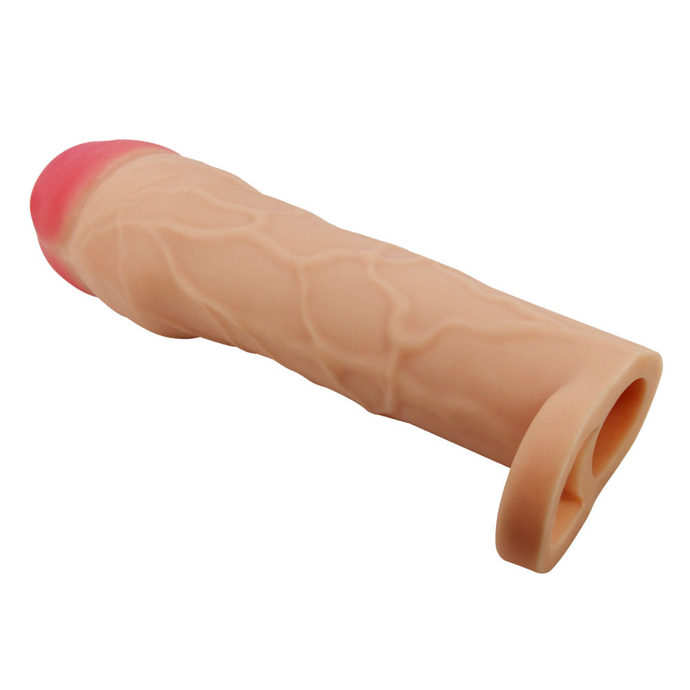 Party Up Patrick 2 Inch Extender Sleeve Flesh 2 Inch Penis Extender Sleeve With Ball Strap