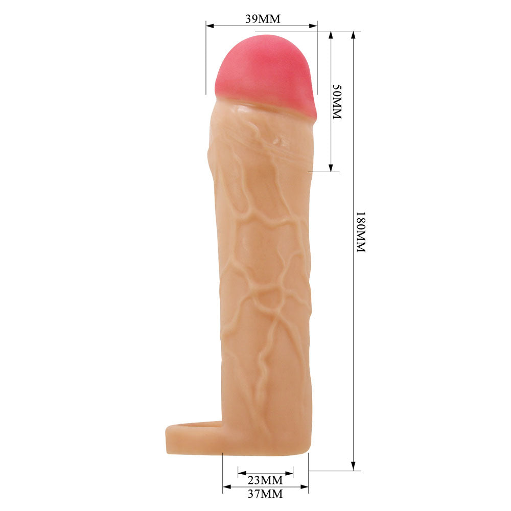 Party Up Patrick 2 Inch Extender Sleeve Flesh 2 Inch Penis Extender Sleeve With Ball Strap