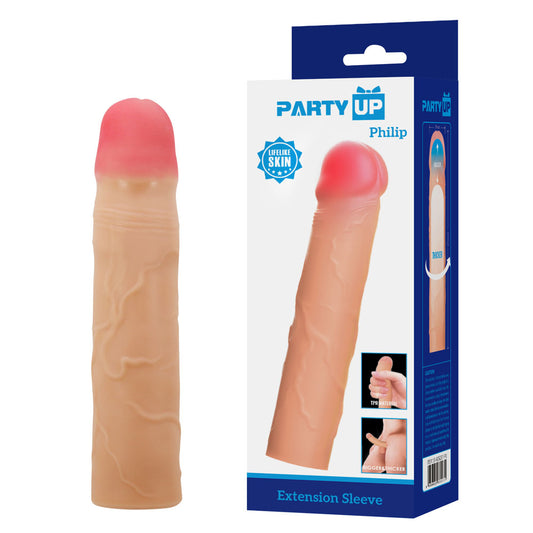 Party Up Philip 3 Inch Extender Sleeve Flesh 3 Inch Penis Extender Sleeve