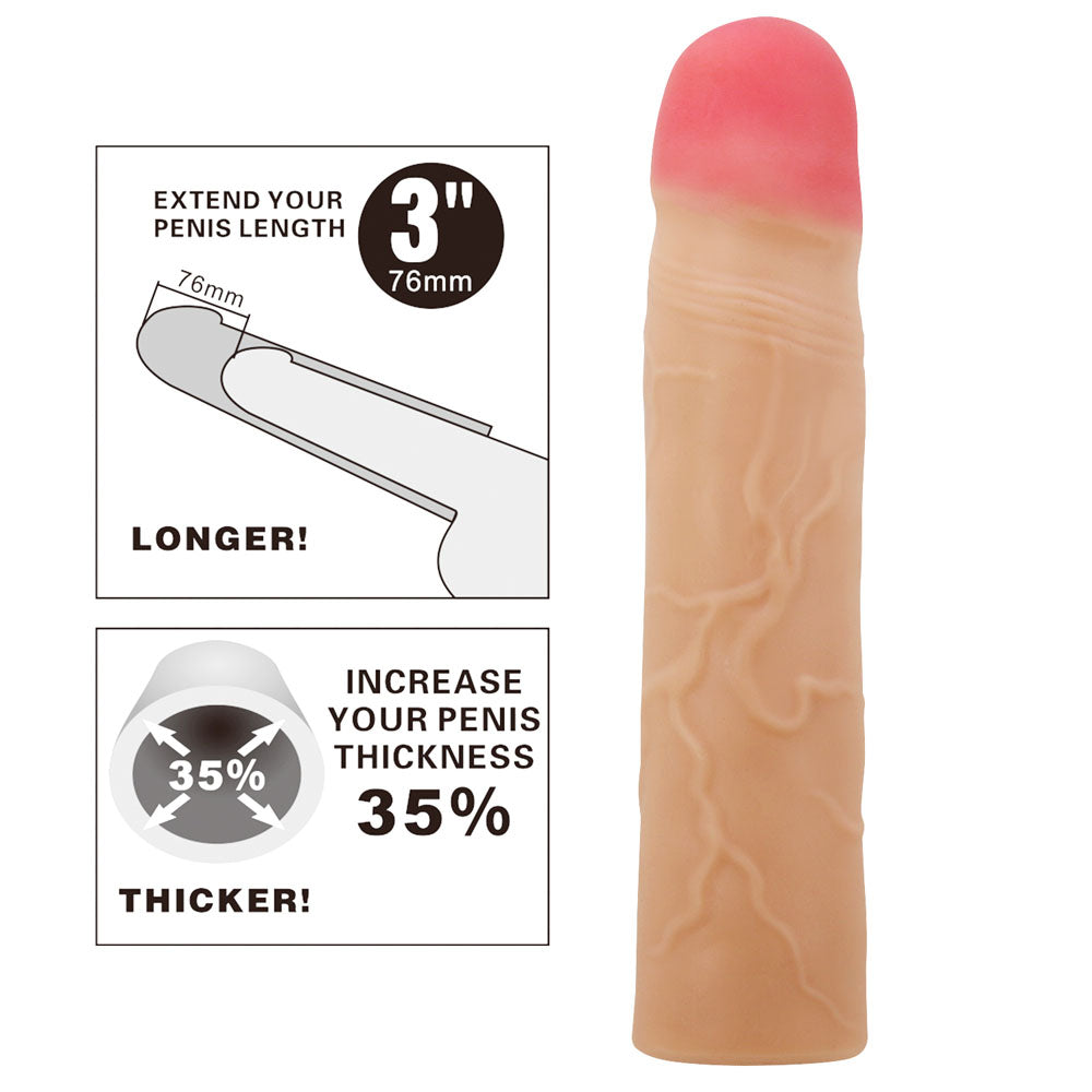 Party Up Philip 3 Inch Extender Sleeve Flesh 3 Inch Penis Extender Sleeve