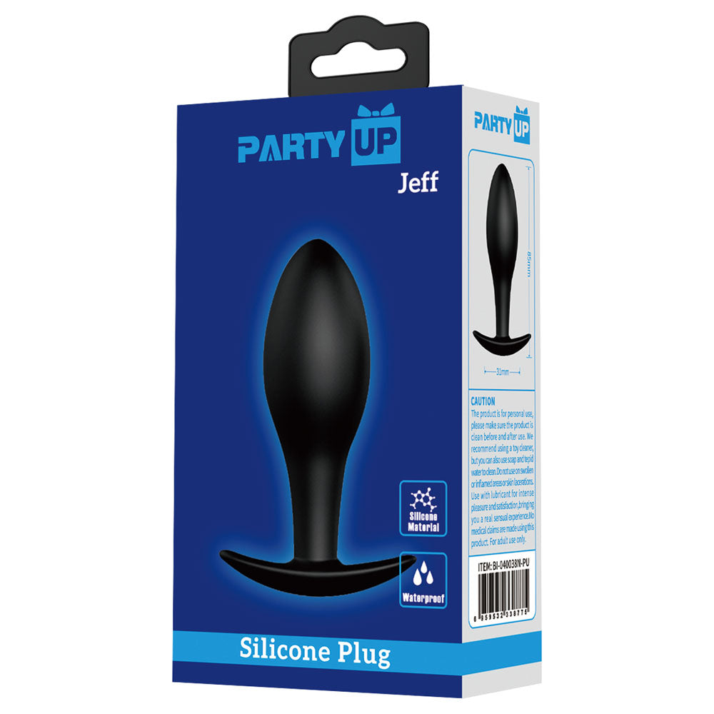 Party Up Jeff Silicone Plug Black 8.5 Cm Butt Plug