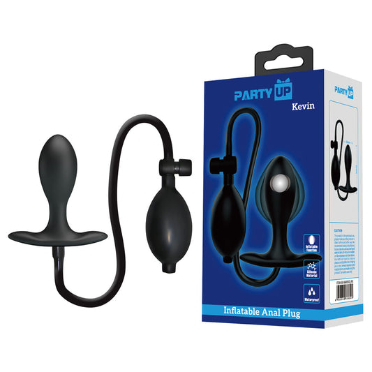 Party Up Kevin Inflatable Butt Plug Black 9.1 Cm Inflatable Butt Plug