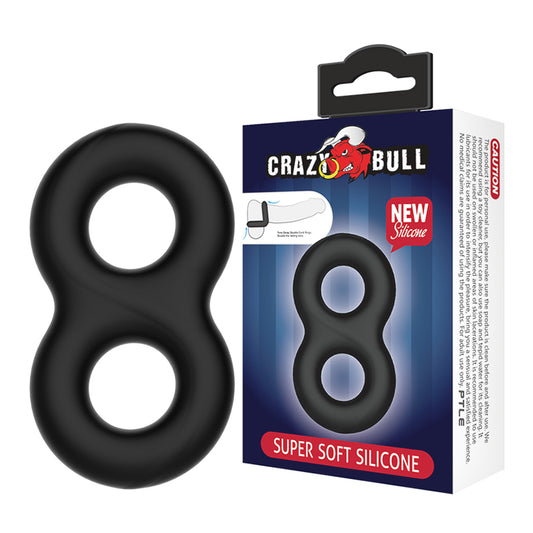 Crazy Bull Double Donut Cock & Ball Ring Black Cock & Ball Ring