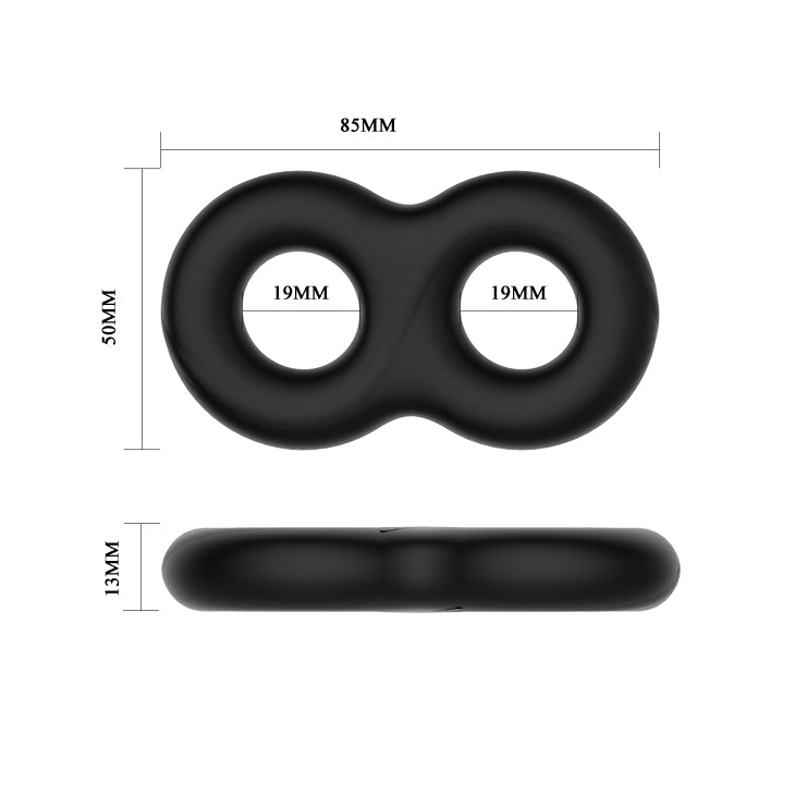 Crazy Bull Double Donut Cock & Ball Ring Black Cock & Ball Ring