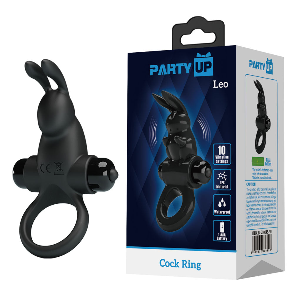 Party Up Larry Vibrating Cock Ring Black Vibrating Cock Ring