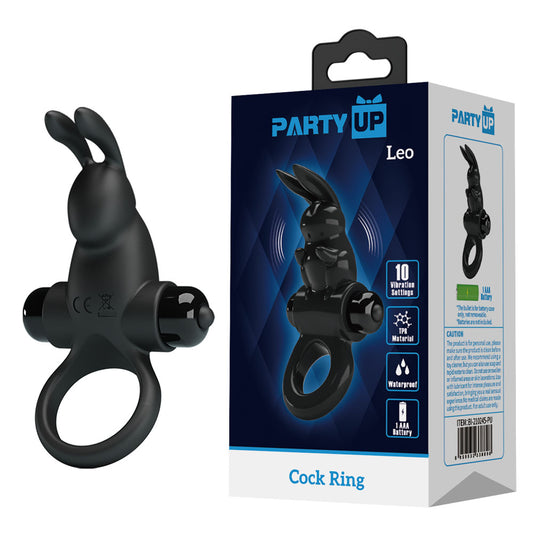Party Up Larry Vibrating Cock Ring Black Vibrating Cock Ring