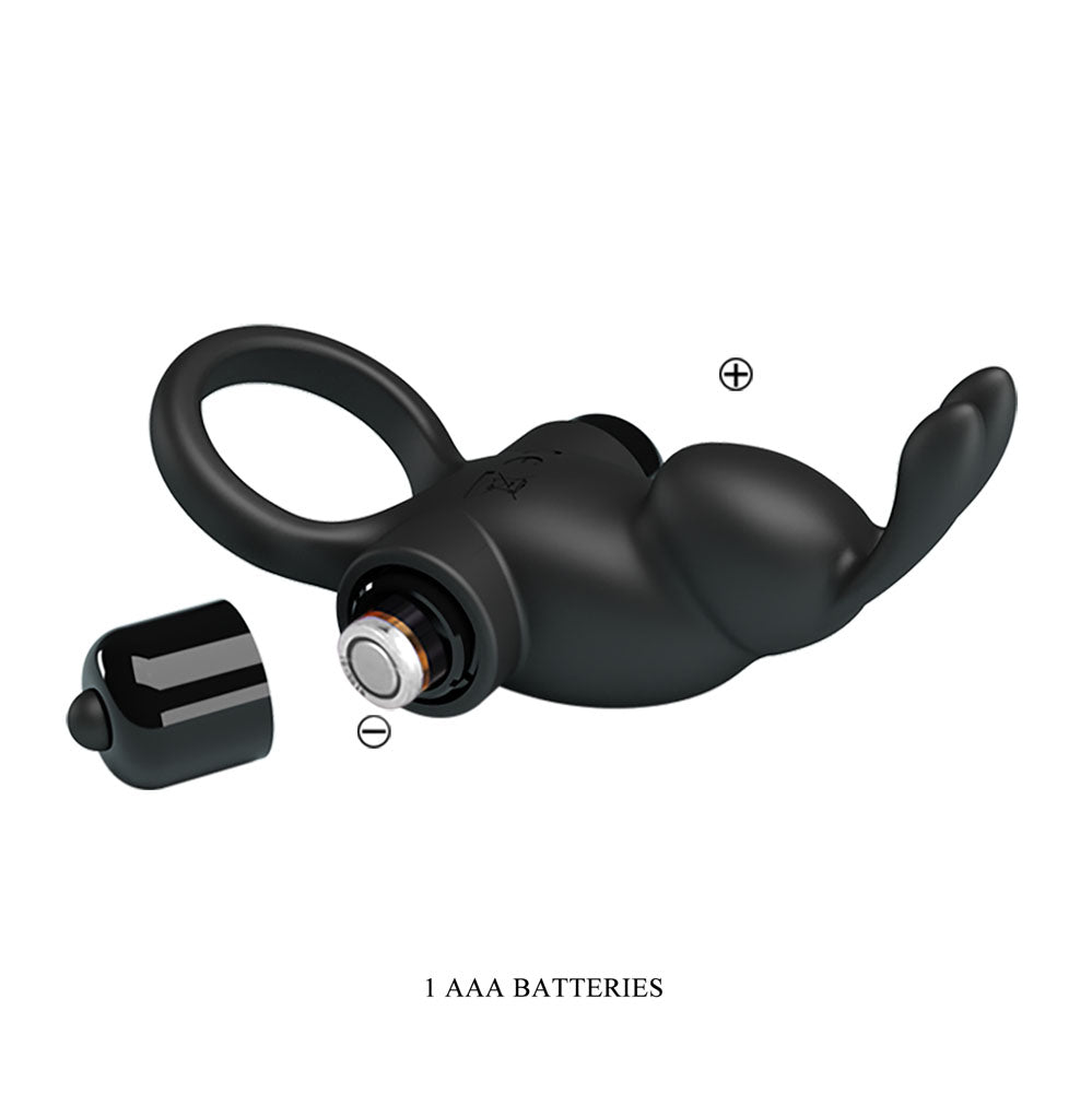 Party Up Larry Vibrating Cock Ring Black Vibrating Cock Ring