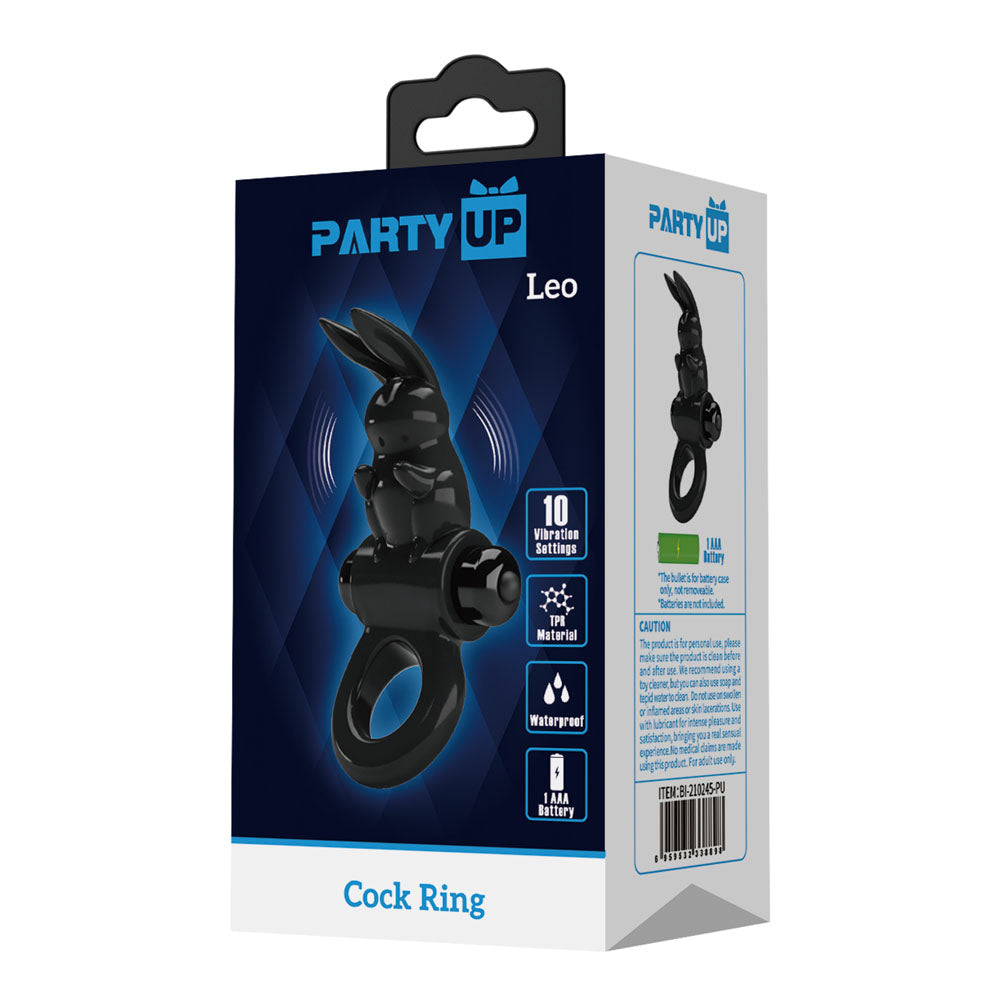 Party Up Larry Vibrating Cock Ring Black Vibrating Cock Ring