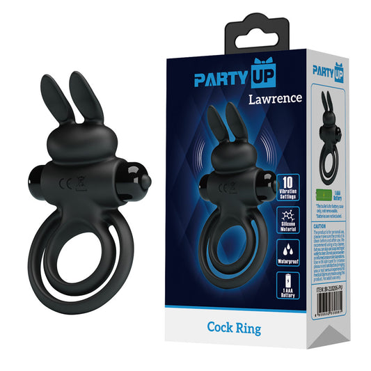 Party Up Lawrence Vibrating Cock Ring Black Vibrating Cock & Balls Ring