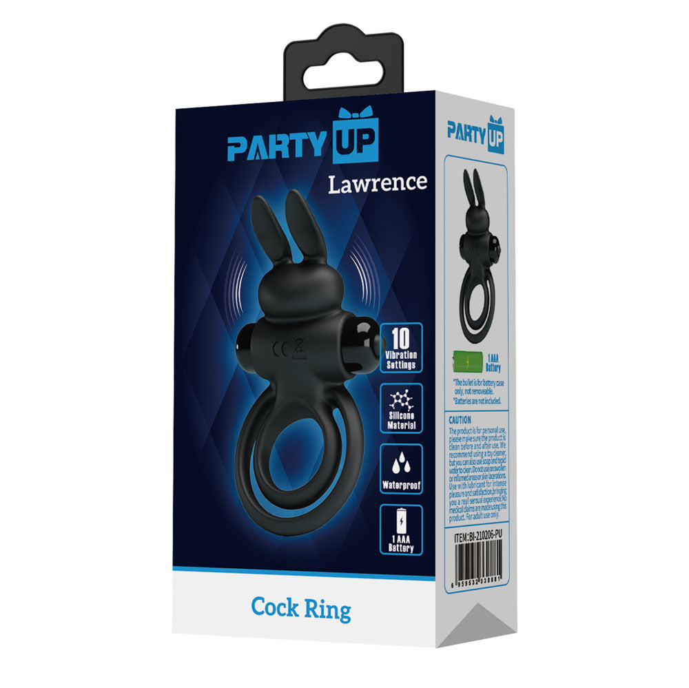 Party Up Lawrence Vibrating Cock Ring Black Vibrating Cock & Balls Ring