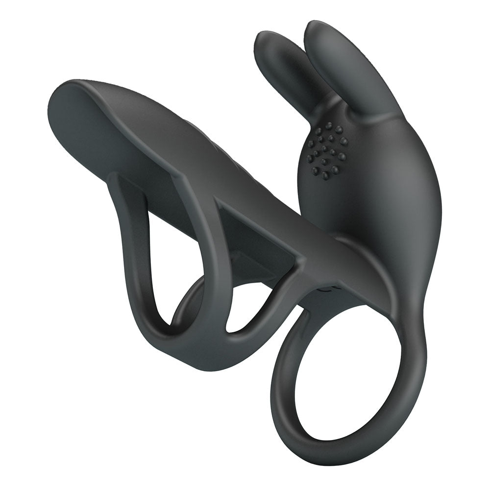 Party Up Mark Vibrating Penis Sleeve Black Usb Rechargeable Vibrating Cock Sleeve