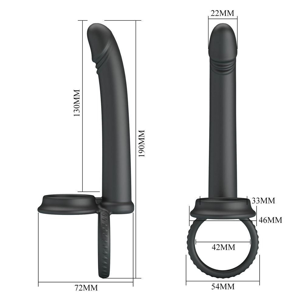 Party Up Martin Double Penetrator Black Cock & Ball Rings With Double Penetrator