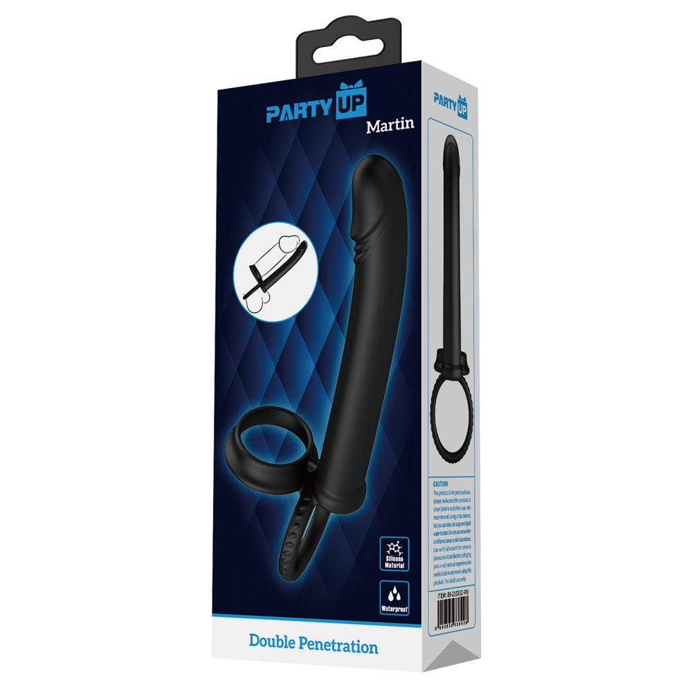 Party Up Martin Double Penetrator Black Cock & Ball Rings With Double Penetrator