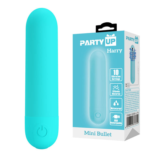 Party Up Harry Mini Bullet Teal Teal 8 Cm Usb Rechargeable Bullet