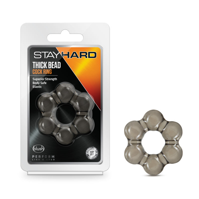 Stay Hard Thick Bead Cock Ring Black Cock Ring