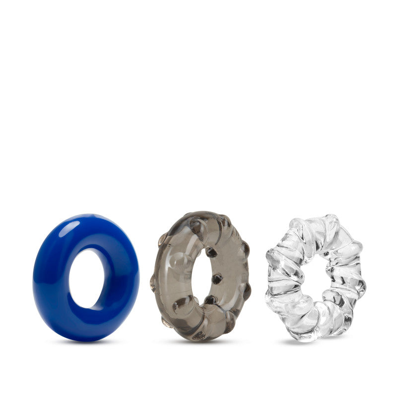 Stay Hard Triple Stretch Coloured Cock Rings Set Of 3
