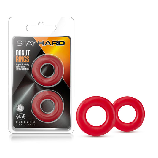 Stay Hard Donut Rings Red Cock Rings Set Of 2