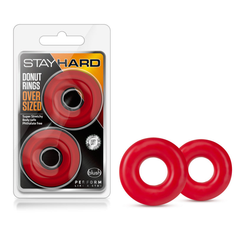 Stay Hard Donut Rings Oversized Red Large Cock Rings Set Of 2
