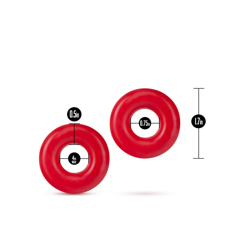 Stay Hard Donut Rings Oversized Red Large Cock Rings Set Of 2