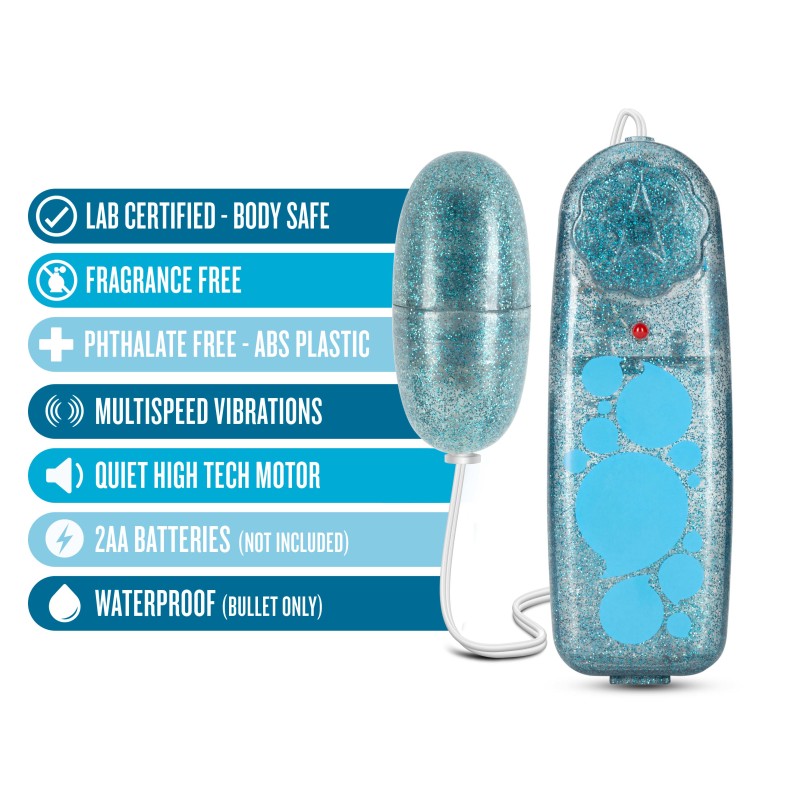 B Yours Glitter Power Bullet Blue Glitter Blue 5.5 Cm Bullet