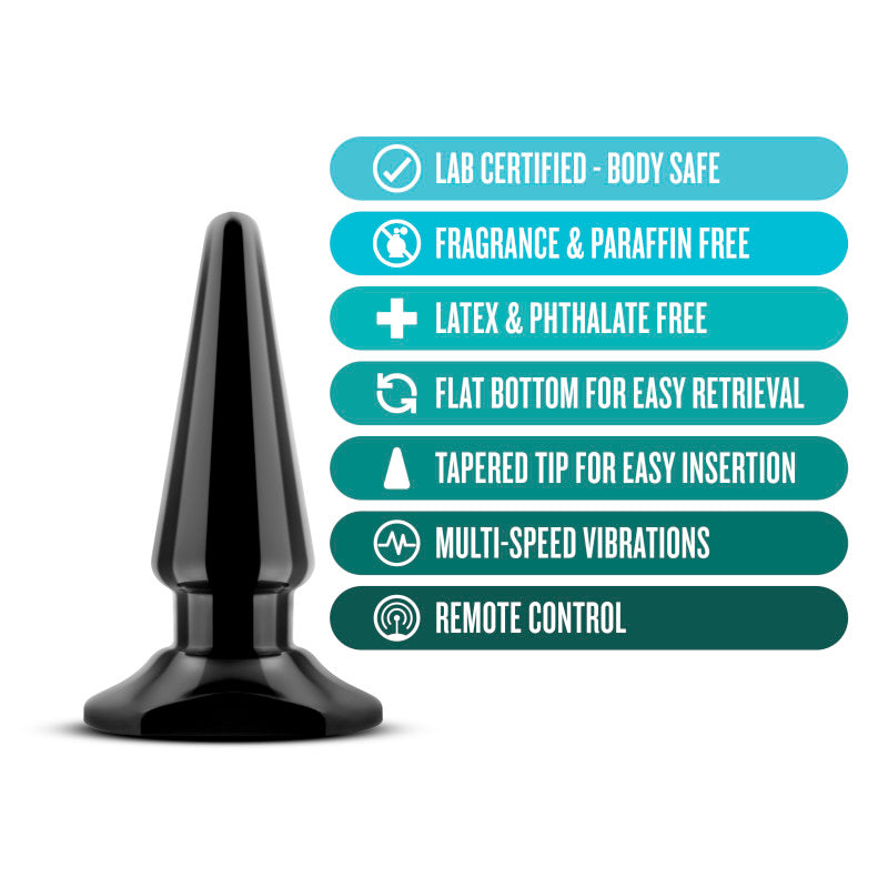Anal Adventures Basic Vibrating Anal Pleaser Black 10.1 Cm Vibrating Butt Plug