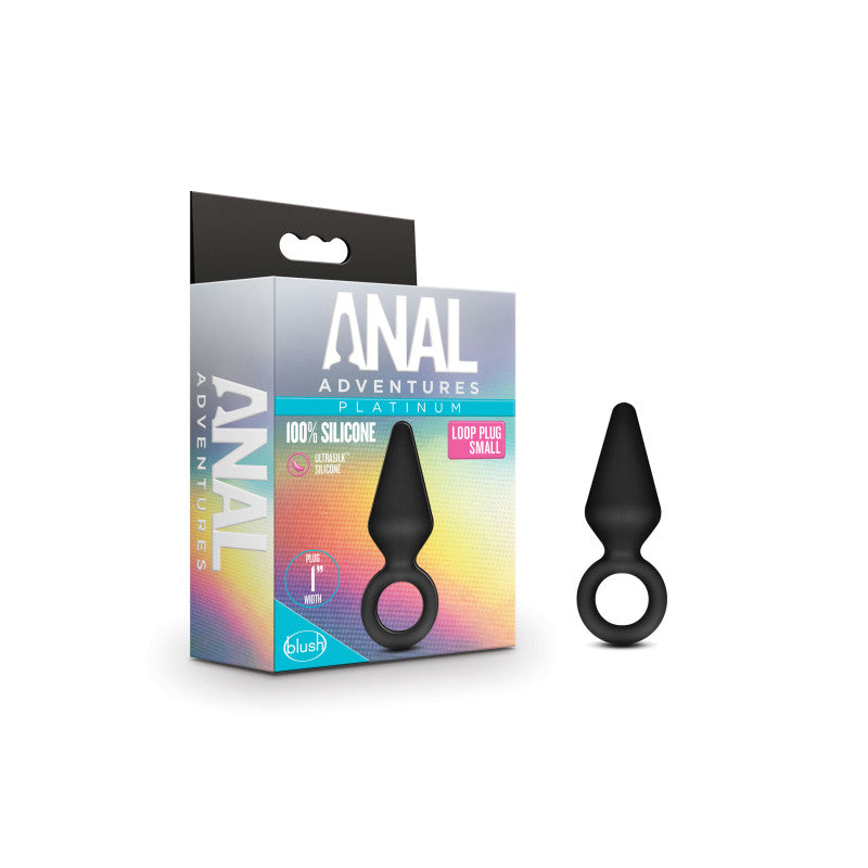Anal Adventures Platinum Loop Plug Small Black 7.6 Cm Butt Plug