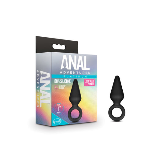 Anal Adventures Platinum Loop Plug Small Black 7.6 Cm Butt Plug