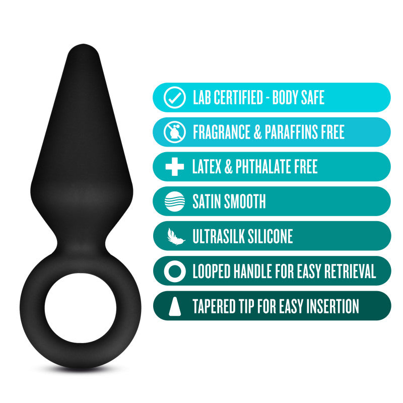 Anal Adventures Platinum Loop Plug Small Black 7.6 Cm Butt Plug
