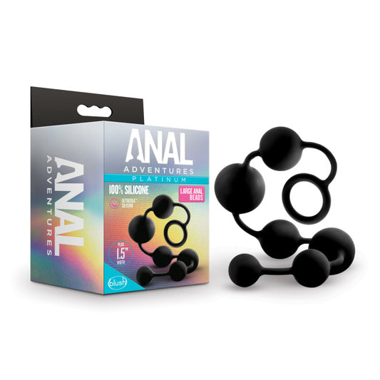Anal Adventures Platinum Silicone Large Anal Beads Black 40 Cm Large Anal Beads