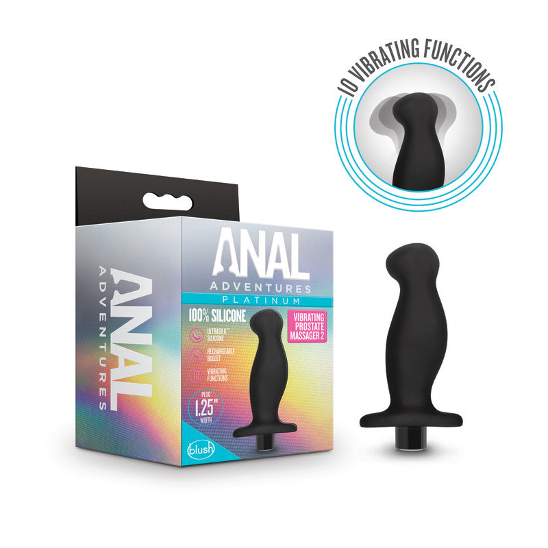 Anal Adventures Platinum Vibrating Prostate Massager 02 Black 10.8 Cm Usb Rechargeable Prostate Massager