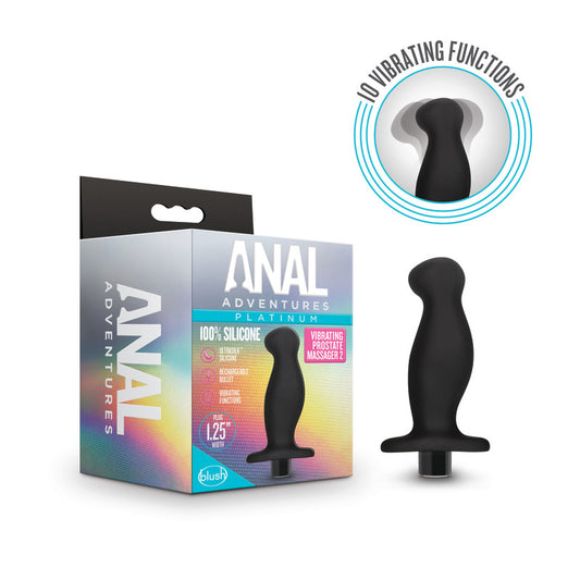 Anal Adventures Platinum Vibrating Prostate Massager 02 Black 10.8 Cm Usb Rechargeable Prostate Massager