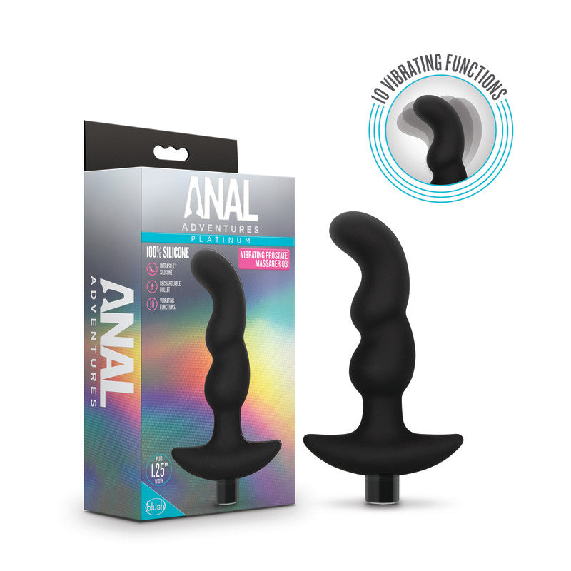 Anal Adventures Platinum Vibrating Prostate Massager 03 Black Usb Rechargeable 15.2 Cm Prostate Massager