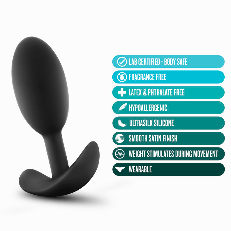 Anal Adventures Platinum Vibra Slim Plug Black 10.1 Cm Butt Plug With Internal Ball