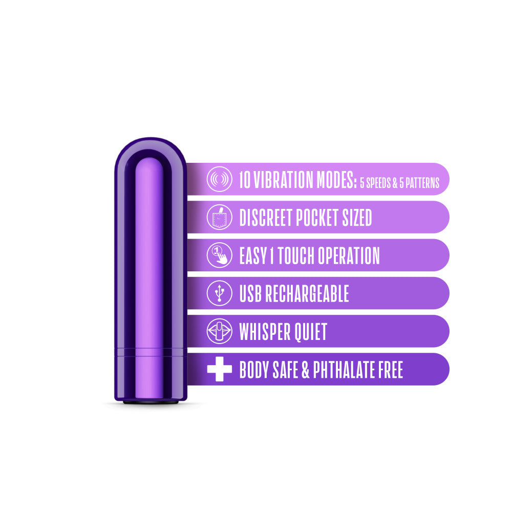 Kool Vibes Rechargeable Mini Bullet Grape Purple 6.4 Cm Usb Rechargeable Bullet