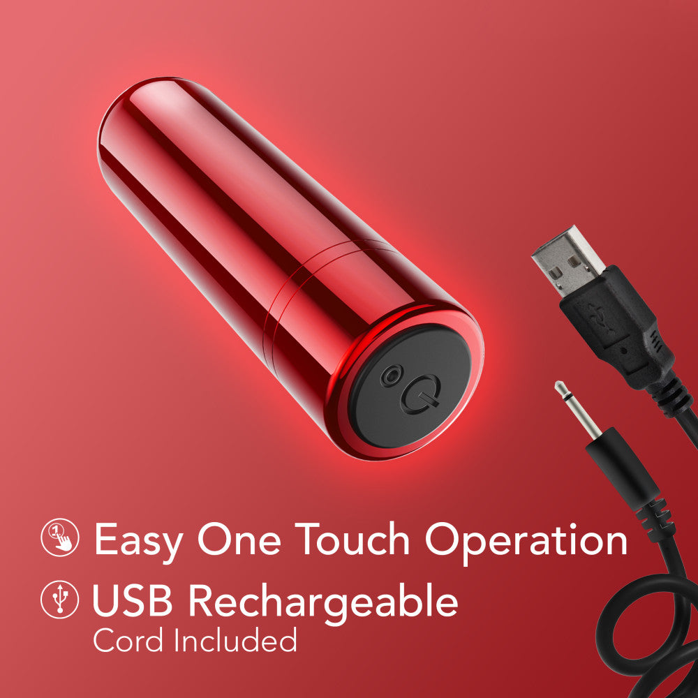 Kool Vibes Rechargeable Mini Bullet Cherry Red 6.4 Cm Usb Rechargeable Bullet