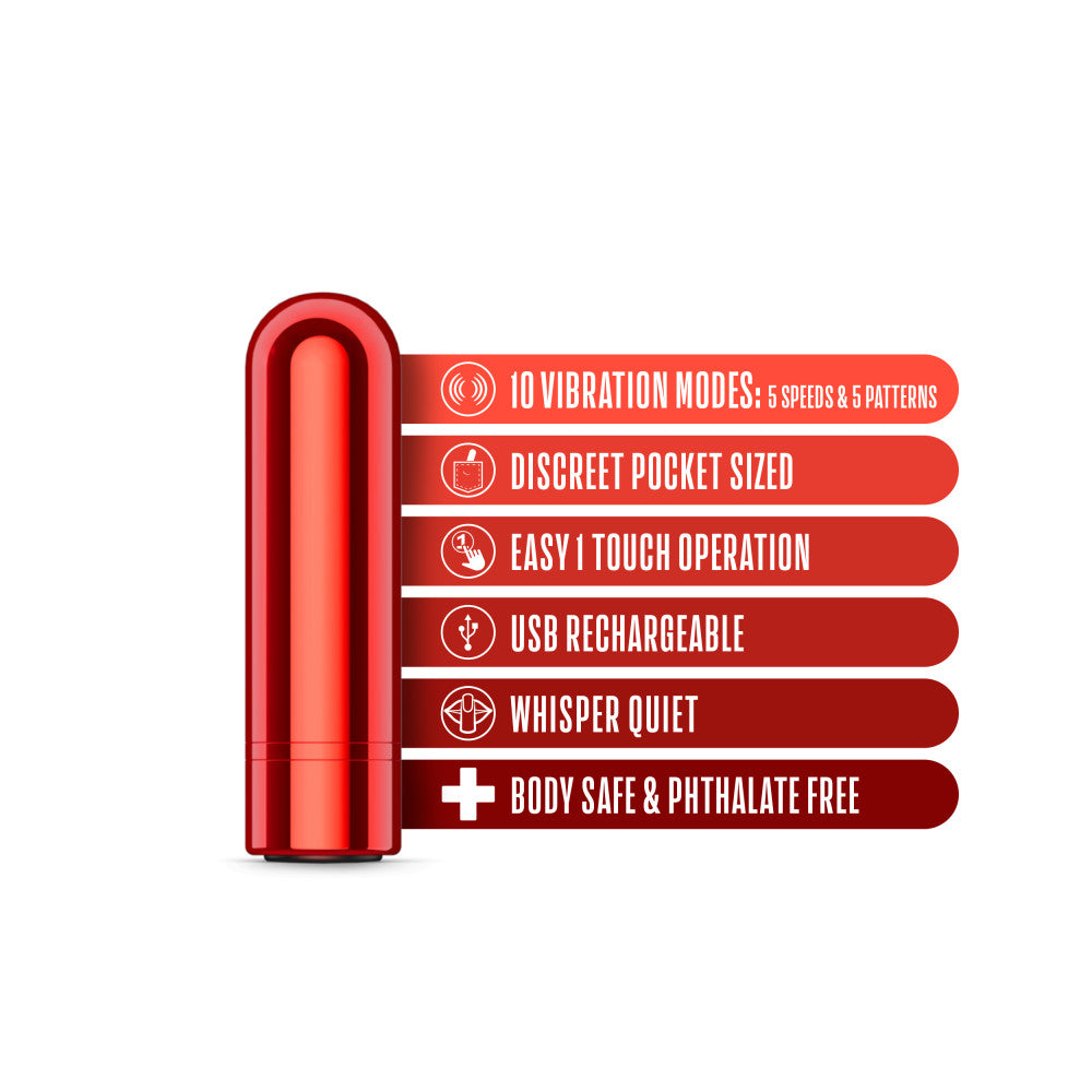 Kool Vibes Rechargeable Mini Bullet Cherry Red 6.4 Cm Usb Rechargeable Bullet
