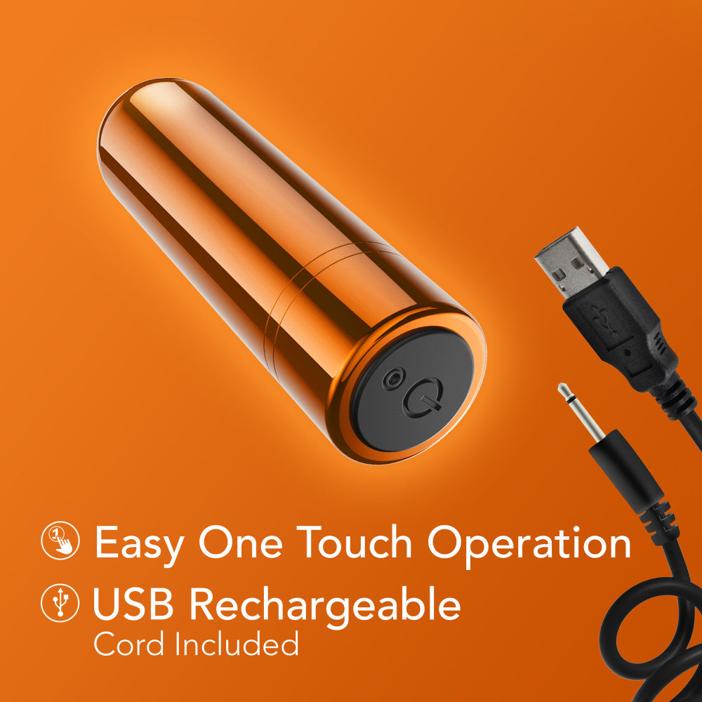 Kool Vibes Rechargeable Mini Bullet Tangerine Orange 6.4 Cm Usb Rechargeable Bullet