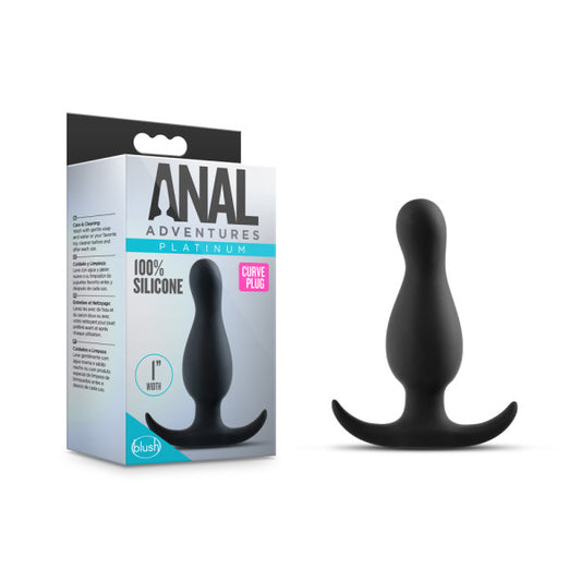 Anal Adventures Platinum Curve Plug Black 8.9 Cm Silicone Butt Plug