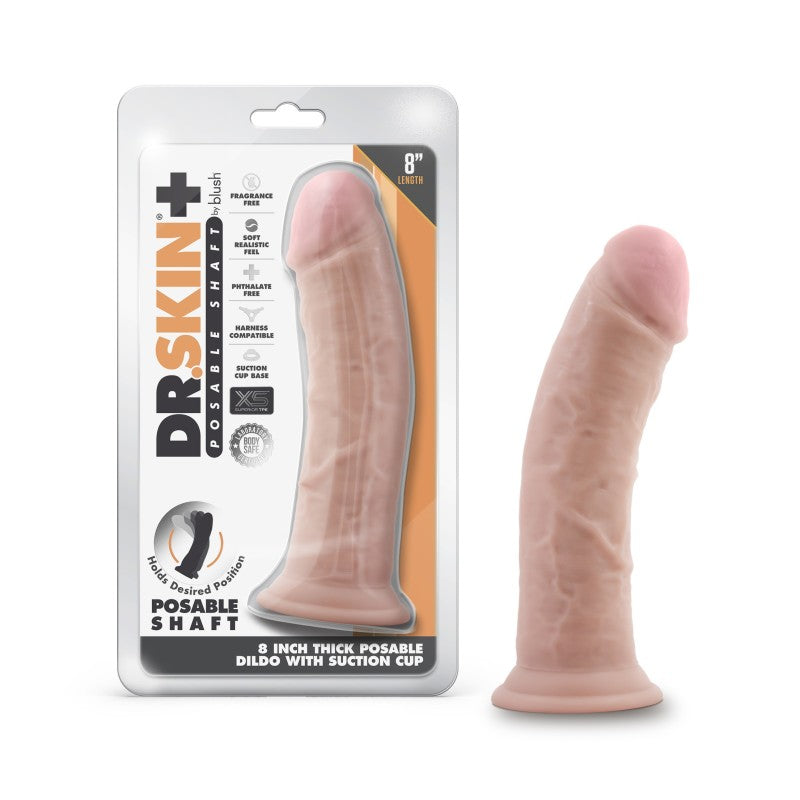 Dr. Skin Plus 8'' Thick Posable Dildo Flesh 20.3 Cm Poseable Dong