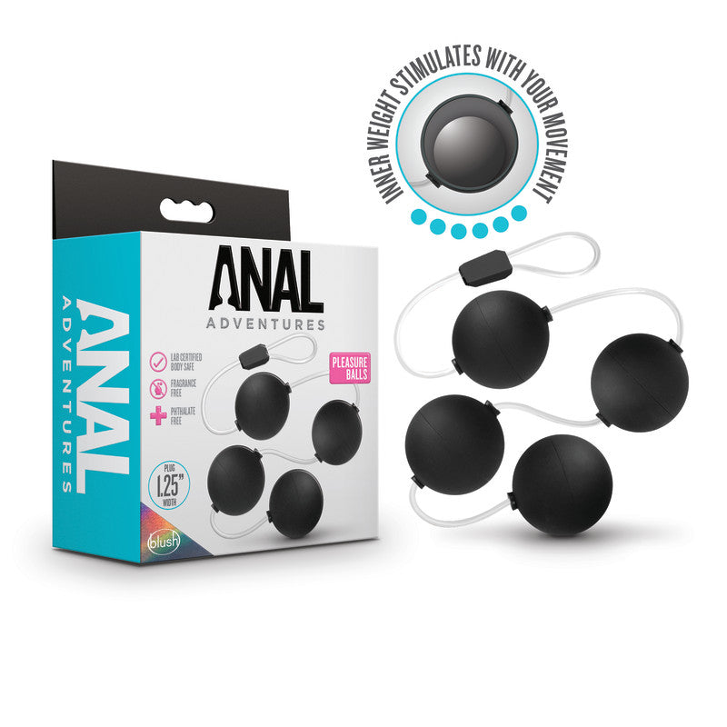 Anal Adventures Pleasure Balls Black Black 38 Cm Anal Balls
