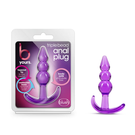 B Yours Triple Bead Anal Plug Purple 9.5 Cm Butt Plug