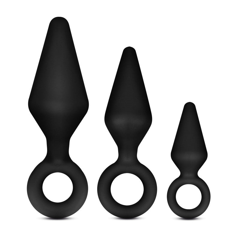 Anal Adventures Platinum Loop Plug Kit Black Butt Plugs Set Of 3 Sizes